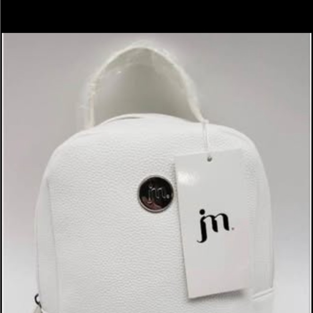 JM Collection White Minimalist Backpack